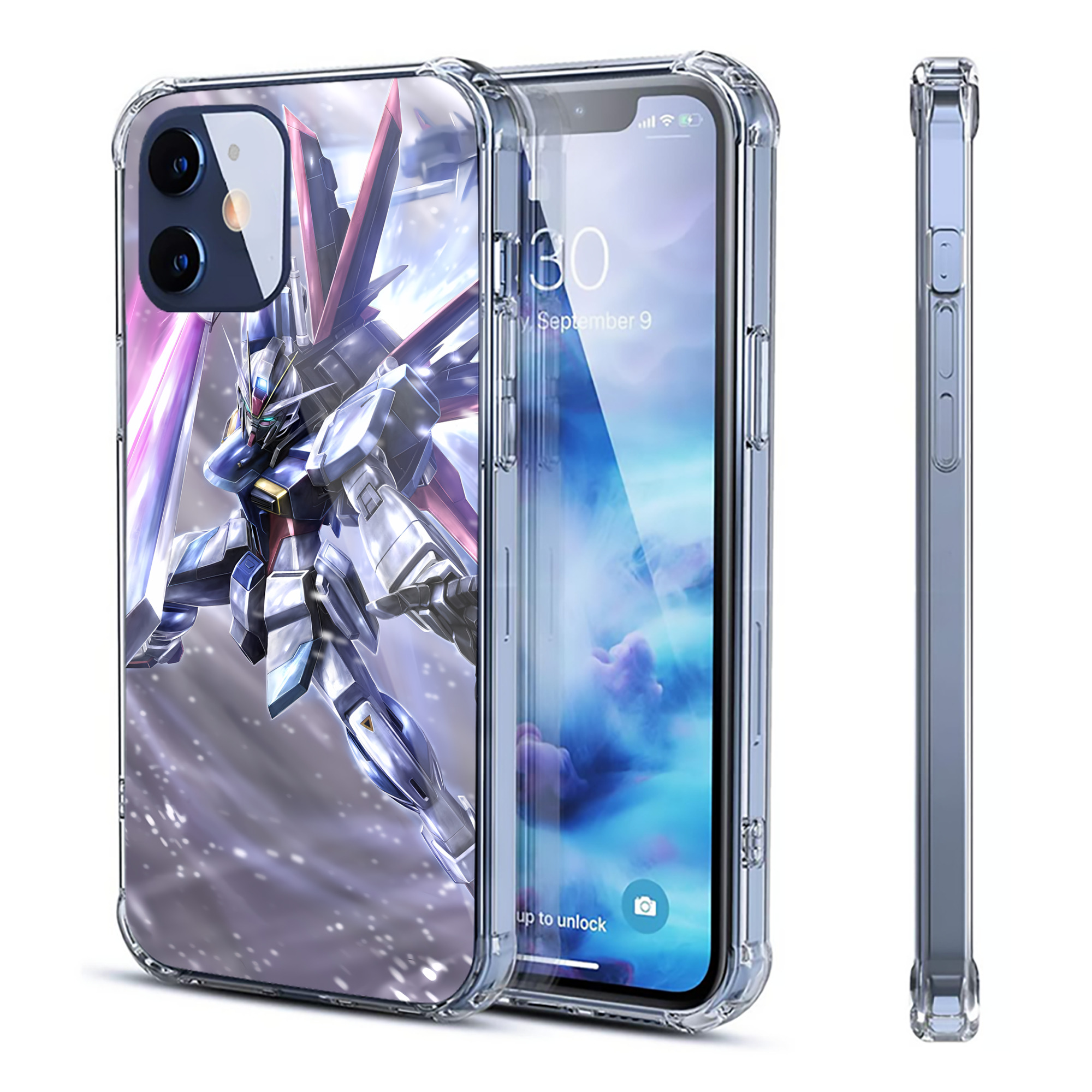 （画像用） 機動戦士ガンダム Mobile Suit Gundam 【iPhone 12シリーズ対応】透明スマホケース（クリアソフトケース）